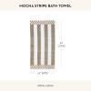 MACKENZIE-CHILDS Bath Towel, Cute Decorative Bathroom Towel, Blue-and-White Royal Check(Mocha Stripe)