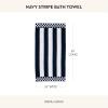 MACKENZIE-CHILDS Bath Towel, Cute Decorative Bathroom Towel, Blue-and-White Royal Check(Navy Stripe)