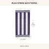 MACKENZIE-CHILDS Bath Towel, Cute Decorative Bathroom Towel, Blue-and-White Royal Check(Plum Stripe)