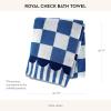 MACKENZIE-CHILDS Bath Towel, Cute Decorative Bathroom Towel, Blue-and-White Royal Check(Royal Check)
