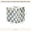 MACKENZIE-CHILDS Boutique Square Capiz Tissue-Box Cover, Decorative Tissue Holder, Gray-and-White Sterling Check(Sterling Check)