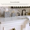 MACKENZIE-CHILDS Boutique Square Tissue-Box Cover, Tissue Holder for Home Decor, Black-and-White Courtly Check Lacquer