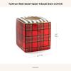 MACKENZIE-CHILDS Boutique Square Tissue-Box Cover, Tissue Holder for Home Decor, Red Tartan(Red Tartan)