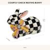 MACKENZIE-CHILDS Bunny Figurine, Rabbit Figurine Decoration for Spring, Resting Royal Check(Courtly Check)