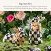 MACKENZIE-CHILDS Bunny Figurine, Rabbit Figurine Decoration for Spring, Resting Royal Check(Courtly Check)