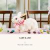 MACKENZIE-CHILDS Bunny Figurine, Rabbit Figurine Decoration for Spring, Resting Royal Check(Rosy Check)