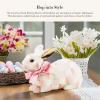 MACKENZIE-CHILDS Bunny Figurine, Rabbit Figurine Decoration for Spring, Resting Royal Check(Rosy Check)