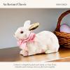 MACKENZIE-CHILDS Bunny Figurine, Rabbit Figurine Decoration for Spring, Resting Royal Check(Rosy Check)
