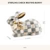 MACKENZIE-CHILDS Bunny Figurine, Rabbit Figurine Decoration for Spring, Resting Royal Check(Sterling Check)