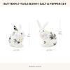 MACKENZIE-CHILDS Bunny Salt and Pepper Shaker Set, Ceramic Salt and Pepper Holders, Butterfly Toile