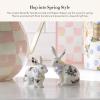 MACKENZIE-CHILDS Bunny Salt and Pepper Shaker Set, Ceramic Salt and Pepper Holders, Butterfly Toile