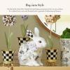 MACKENZIE-CHILDS Butterfly Toile Bunny Figurine, Resin Rabbit Statue for Spring, Tall(Short)
