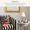 MACKENZIE-CHILDS Candlestick Lamp, Decorative Lamp for Living Room or Bedroom, Blue-and-White Royal Check(Black)