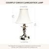MACKENZIE-CHILDS Candlestick Lamp, Decorative Lamp for Living Room or Bedroom, Blue-and-White Royal Check(Black)