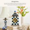 MACKENZIE-CHILDS Candlestick Lamp, Decorative Lamp for Living Room or Bedroom, Blue-and-White Royal Check(Blue)