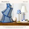 MACKENZIE-CHILDS Candlestick Lamp, Decorative Lamp for Living Room or Bedroom, Blue-and-White Royal Check(Blue)