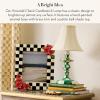 MACKENZIE-CHILDS Candlestick Lamp, Decorative Lamp for Living Room or Bedroom, Blue-and-White Royal Check(Emerald Check)