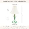 MACKENZIE-CHILDS Candlestick Lamp, Decorative Lamp for Living Room or Bedroom, Blue-and-White Royal Check(Emerald Check)