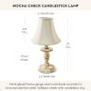 MACKENZIE-CHILDS Candlestick Lamp, Decorative Lamp for Living Room or Bedroom, Blue-and-White Royal Check(Mocha Check)