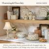 MACKENZIE-CHILDS Candlestick Lamp, Decorative Lamp for Living Room or Bedroom, Blue-and-White Royal Check(Mocha Check)