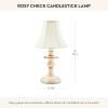 MACKENZIE-CHILDS Candlestick Lamp, Decorative Lamp for Living Room or Bedroom, Blue-and-White Royal Check(Rosy Check)