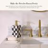 MACKENZIE-CHILDS Capiz Soap Dish, Decorative Soap Holder, Pink-and-White Rosy Check(Courtly Check)