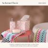 MACKENZIE-CHILDS Capiz Soap Pump, Liquid-Soap Dispenser for Bathroom or Kitchen, Pink-and-White Rosy Check(Rosy Check)