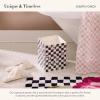 MACKENZIE-CHILDS Capiz Waste Bin, Decorative Bathroom and Bedroom Trash Can, Pink-and-White Rosy Check(Courtly Check)