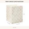 MACKENZIE-CHILDS Capiz Waste Bin, Decorative Bathroom and Bedroom Trash Can, Pink-and-White Rosy Check(Rosy Check)