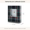 MACKENZIE-CHILDS Carriage Clock, Decorative Printed Glass Clock for Kitchen and Living Room, Black Tartan
