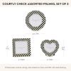 MACKENZIE-CHILDS Celebrate Courtly Assorted Frames, Cute Boxed Picture Frame Set, Round, Square, and Heart Photo Frames, Set of 3