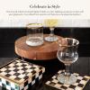 MACKENZIE-CHILDS Ceramic Cocktail Napkin Holder, Kitchen Napkin Holder for Table and Countertop, Blue-and-White Royal Check(Courtly Check Cocktail)