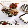 MACKENZIE-CHILDS Ceramic Cocktail Napkin Holder, Kitchen Napkin Holder for Table and Countertop, Blue-and-White Royal Check(Courtly Check Luncheon)