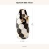 MACKENZIE-CHILDS Ceramic Flower Vase, Decor for Living Room or Bedroom, Black-and-White Queen Bee