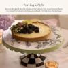 MACKENZIE-CHILDS Ceramic Pedestal Platter, Decorative Tray Stand, Small, Butterfly Toile