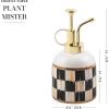 MACKENZIE-CHILDS Ceramic Plant Mister, Decorative Mister Spray Bottle for Houseplants, Black-and-White Courtly Check