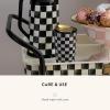 MACKENZIE-CHILDS Ceramic Travel Cup, Cute Tumbler Cup with Lid, 12 Ounces, Black-and-White Courtly Check(Courtly Check)