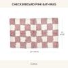 MACKENZIE-CHILDS Checkerboard Bath Rug, Washable Bath Mat for Restroom Decor, 24″ x 40″, Navy-Blue-and-White Check(Pink)