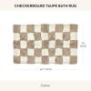 MACKENZIE-CHILDS Checkerboard Bath Rug, Washable Bath Mat for Restroom Decor, 24″ x 40″, Navy-Blue-and-White Check(Taupe)