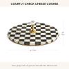 MACKENZIE-CHILDS Cheese Course, Cute Cheese Board and Serving Board for Charcuterie, Blue-and-White Royal Check(Courtly Check)