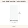 MACKENZIE-CHILDS Cotton Bath Towel, Cute Decorative Bathroom Towel, Brown-and-White Mocha Check Border(Grey Check Border)