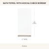MACKENZIE-CHILDS Cotton Bath Towel, Cute Decorative Bathroom Towel, Brown-and-White Mocha Check Border(Mocha Check Border)