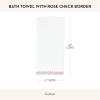 MACKENZIE-CHILDS Cotton Bath Towel, Cute Decorative Bathroom Towel, Brown-and-White Mocha Check Border(Rose Check Border)