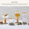 MACKENZIE-CHILDS Coupe Glass, Decorative Stemmed Cocktail Glass, 11 Ounces, Blue-and-White Royal Check(Courtly Check)