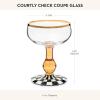 MACKENZIE-CHILDS Coupe Glass, Decorative Stemmed Cocktail Glass, 11 Ounces, Blue-and-White Royal Check(Courtly Check)
