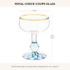 MACKENZIE-CHILDS Coupe Glass, Decorative Stemmed Cocktail Glass, 11 Ounces, Blue-and-White Royal Check(Royal Check)