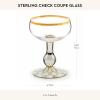 MACKENZIE-CHILDS Coupe Glass, Decorative Stemmed Cocktail Glass, 11 Ounces, Blue-and-White Royal Check(Sterling Check)