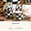 MACKENZIE-CHILDS Courtly Check Enamel Napkin-Ring Set, Black-and-White Napkin-Holder Ring for Cloth Napkins, Set of 4