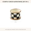 MACKENZIE-CHILDS Courtly Check Enamel Napkin-Ring Set, Black-and-White Napkin-Holder Ring for Cloth Napkins, Set of 4