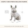 MACKENZIE-CHILDS Dog Figurine, Decorative Resin Dog Statue with Removable Collar, Black-and-White Courtly Check French Bulldog